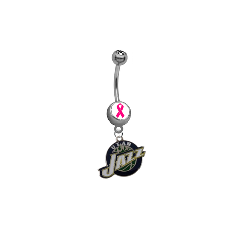 Utah Jazz Breast Cancer Awareness NBA Basketball Belly Button Navel Ring