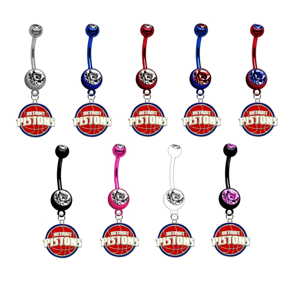 Detroit Pistons NBA Basketball Belly Button Navel Ring - Pick Your Color