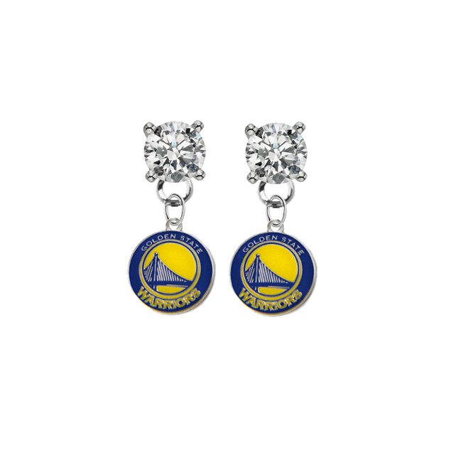 Golden State Warriors CLEAR Swarovski Crystal Stud Rhinestone Earrings