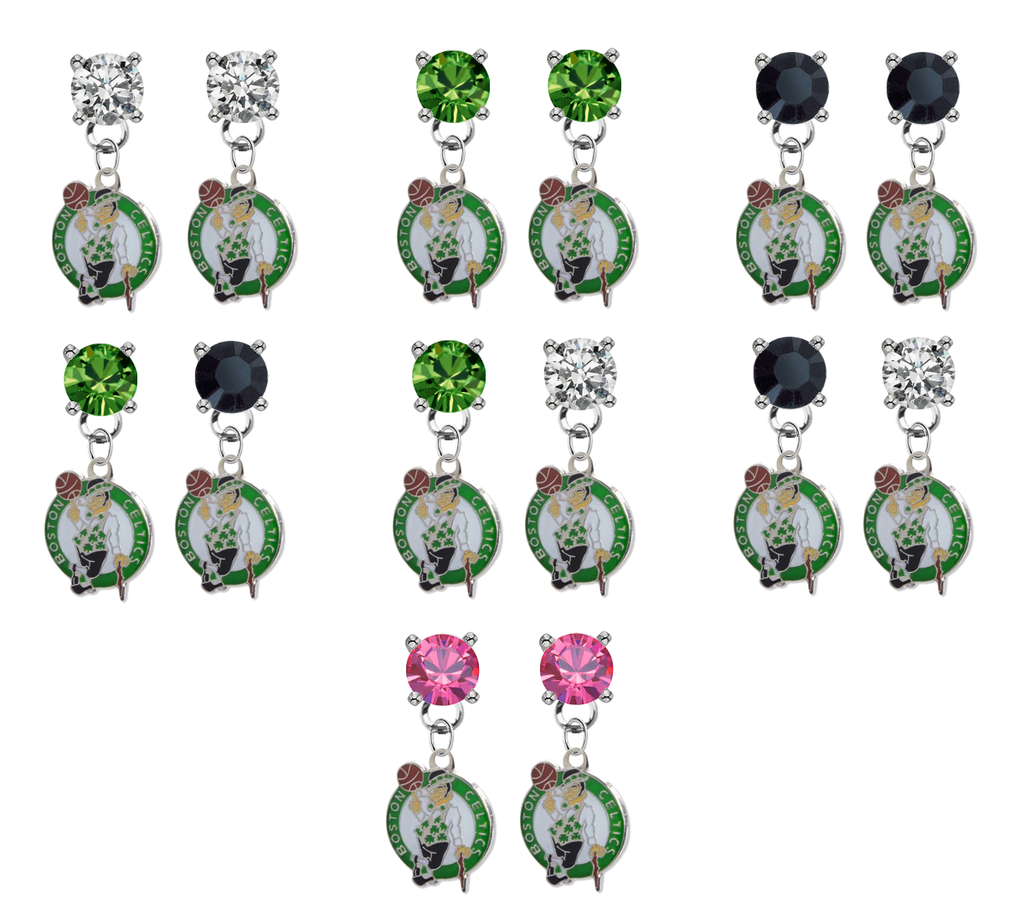 Boston Celtics NBA Swarovski Crystal Stud Rhinestone Earrings