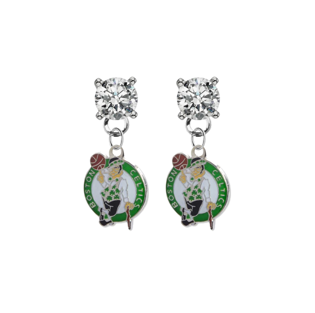 Boston Celtics CLEAR Swarovski Crystal Stud Rhinestone Earrings