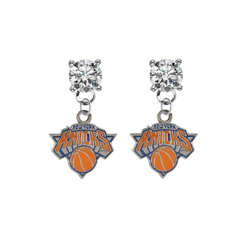 New York Knicks CLEAR Swarovski Crystal Stud Rhinestone Earrings