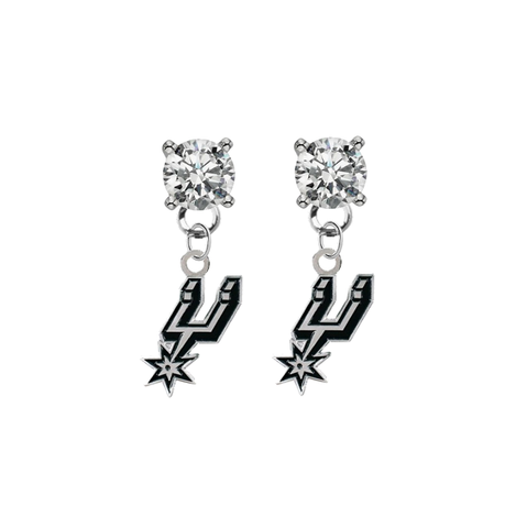 San Antonio Spurs CLEAR Swarovski Crystal Stud Rhinestone Earrings