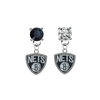 Brooklyn Nets BLACK & CLEAR Swarovski Crystal Stud Rhinestone Earrings