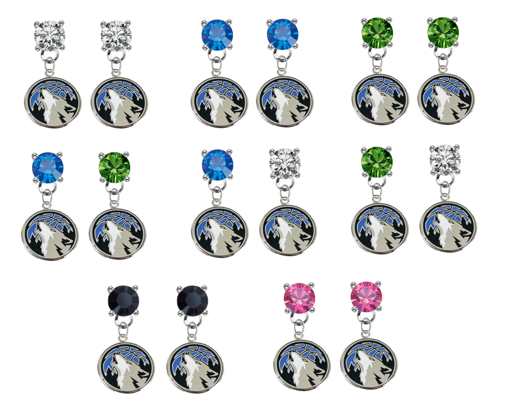 Minnesota Timberwolves NBA Swarovski Crystal Stud Rhinestone Earrings