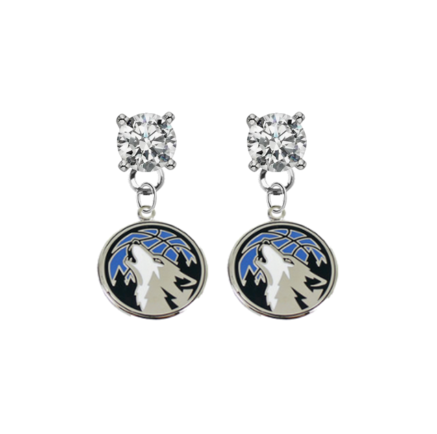 Minnesota Timberwolves CLEAR Swarovski Crystal Stud Rhinestone Earrings