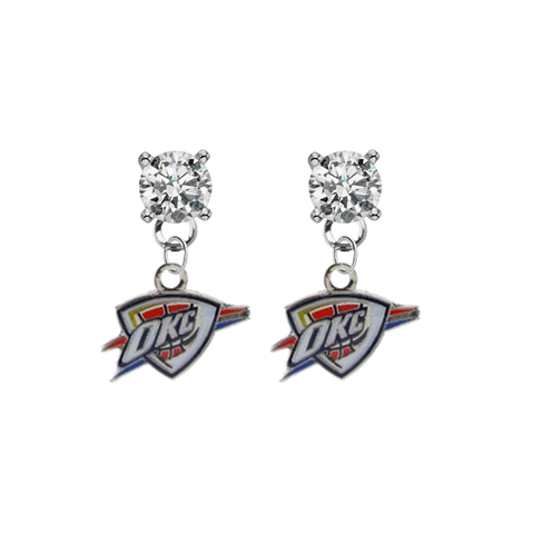 Oklahoma City Thunder CLEAR Swarovski Crystal Stud Rhinestone Earrings