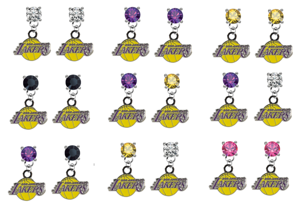 Los Angeles Lakers NBA Swarovski Crystal Stud Rhinestone Earrings