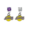 Los Angeles Lakers PURPLE & CLEAR Swarovski Crystal Stud Rhinestone Earrings