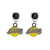 Los Angeles Lakers BLACK Swarovski Crystal Stud Rhinestone Earrings