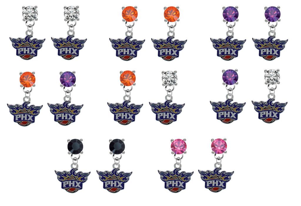 Phoenix Suns NBA Swarovski Crystal Stud Rhinestone Earrings