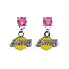 Los Angeles Lakers PINK Swarovski Crystal Stud Rhinestone Earrings