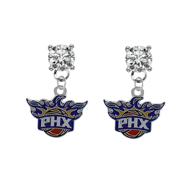 Phoenix Suns CLEAR Swarovski Crystal Stud Rhinestone Earrings