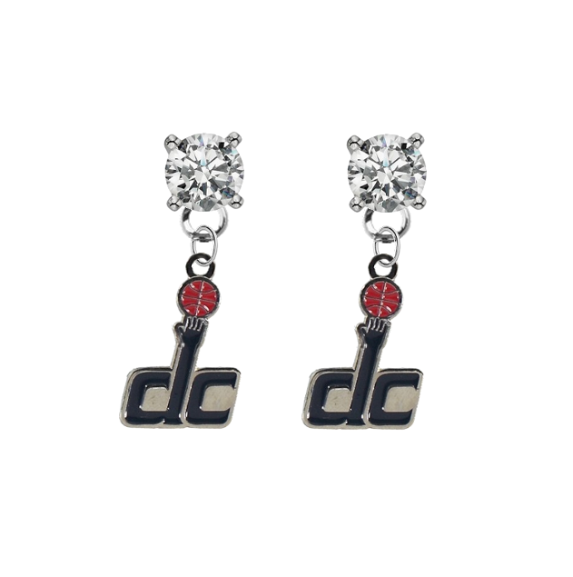 Washington Wizards DC Logo CLEAR Swarovski Crystal Stud Rhinestone Earrings