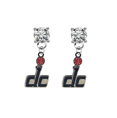 Washington Wizards DC Logo CLEAR Swarovski Crystal Stud Rhinestone Earrings