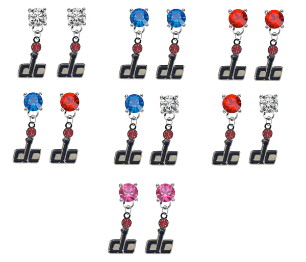 Washington Wizards DC Logo NBA Swarovski Crystal Stud Rhinestone Earrings