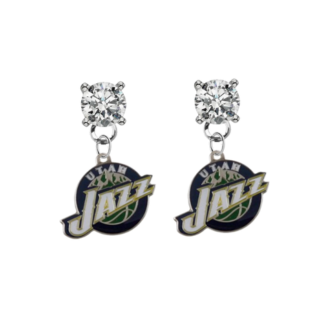 Utah Jazz CLEAR Swarovski Crystal Stud Rhinestone Earrings