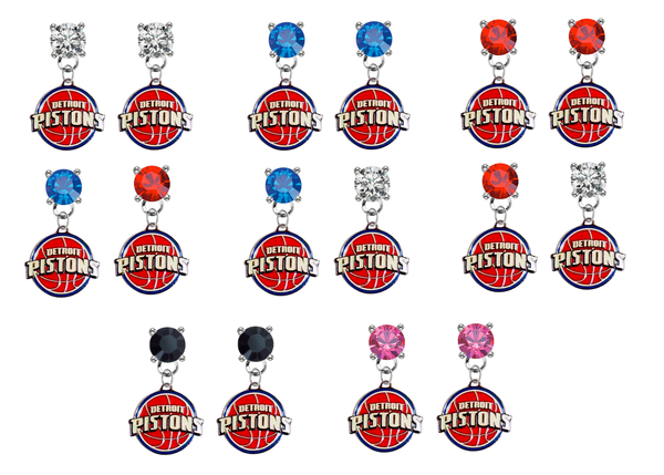Detroit Pistons NBA Swarovski Crystal Stud Rhinestone Earrings
