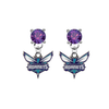 Charlotte Hornets PURPLE Swarovski Crystal Stud Rhinestone Earrings