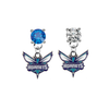Charlotte Hornets BLUE & CLEAR Swarovski Crystal Stud Rhinestone Earrings