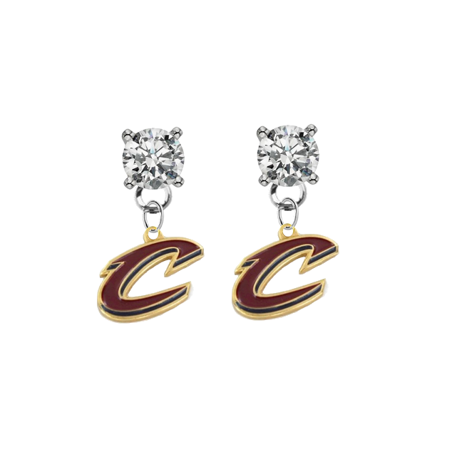 Cleveland Cavaliers Style 2 CLEAR Swarovski Crystal Stud Rhinestone Earrings