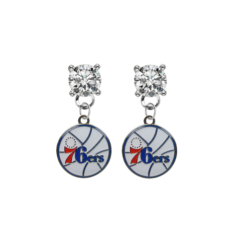 Philadelphia 76ers CLEAR Swarovski Crystal Stud Rhinestone Earrings