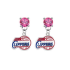 Los Angeles Clippers PINK Swarovski Crystal Stud Rhinestone Earrings