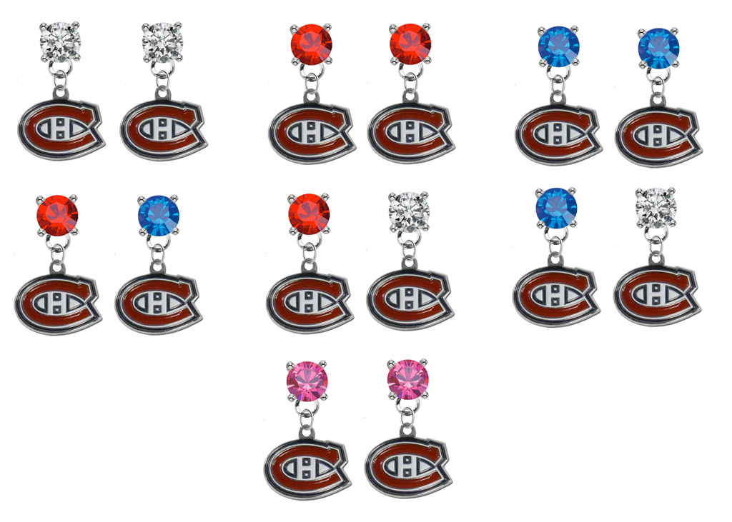 Montreal Canadiens NHL Swarovski Crystal Stud Rhinestone Earrings