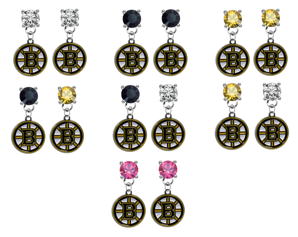 Boston Bruins NHL Swarovski Crystal Stud Rhinestone Earrings