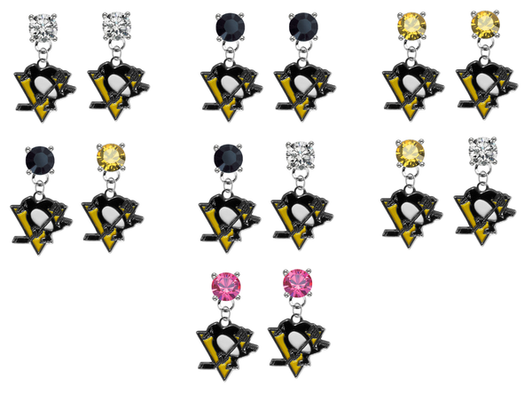 Pittsburgh Penguins NHL Swarovski Crystal Stud Rhinestone Earrings