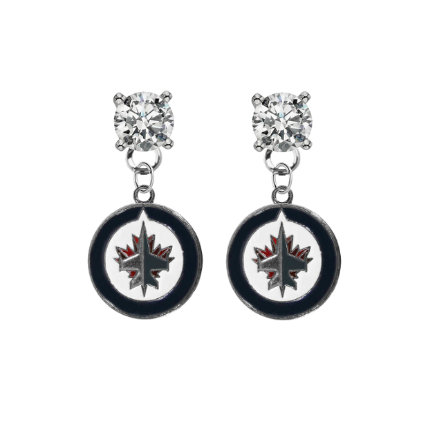 Winnipeg Jets CLEAR Swarovski Crystal Stud Rhinestone Earrings