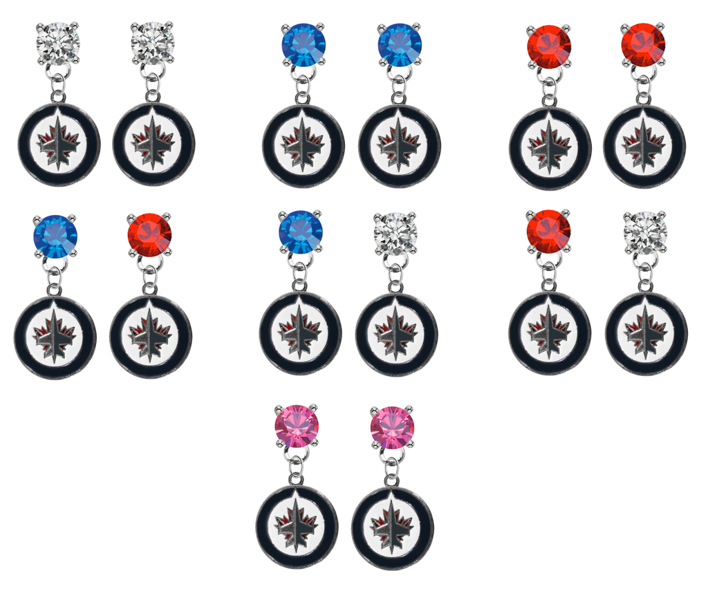Winnipeg Jets NHL Swarovski Crystal Stud Rhinestone Earrings