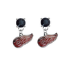 Detroit Red Wings BLACK Swarovski Crystal Stud Rhinestone Earrings