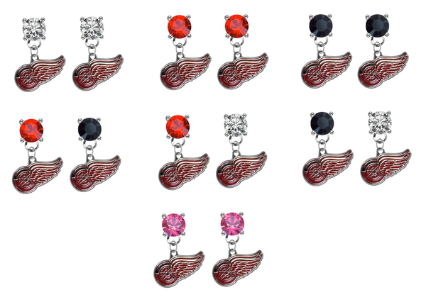 Detroit Red Wings NHL Swarovski Crystal Stud Rhinestone Earrings