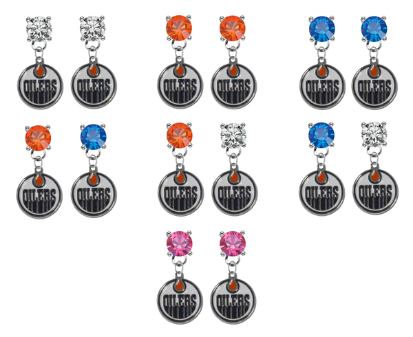 Edmonton Oilers NHL Swarovski Crystal Stud Rhinestone Earrings