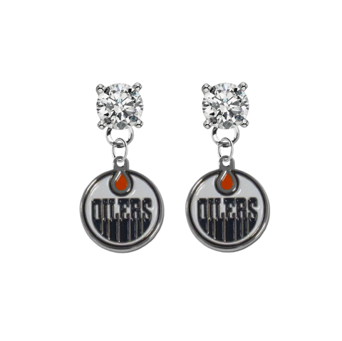 Edmonton Oilers CLEAR Swarovski Crystal Stud Rhinestone Earrings