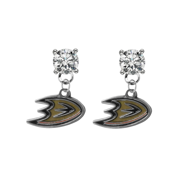 Anaheim Ducks CLEAR Swarovski Crystal Stud Rhinestone Earrings