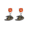 Anaheim Ducks ORANGE Swarovski Crystal Stud Rhinestone Earrings