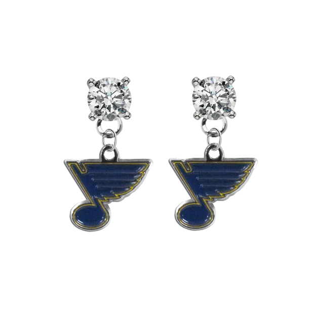 St Louis Blues CLEAR Swarovski Crystal Stud Rhinestone Earrings