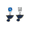 St Louis Blues BLUE & CLEAR Swarovski Crystal Stud Rhinestone Earrings