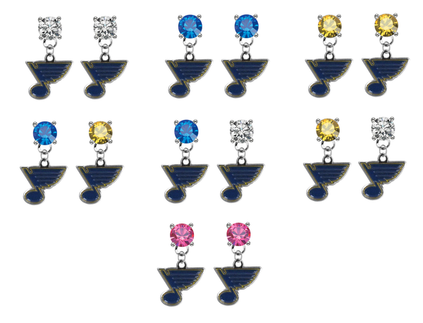 St Louis Blues NHL Swarovski Crystal Stud Rhinestone Earrings