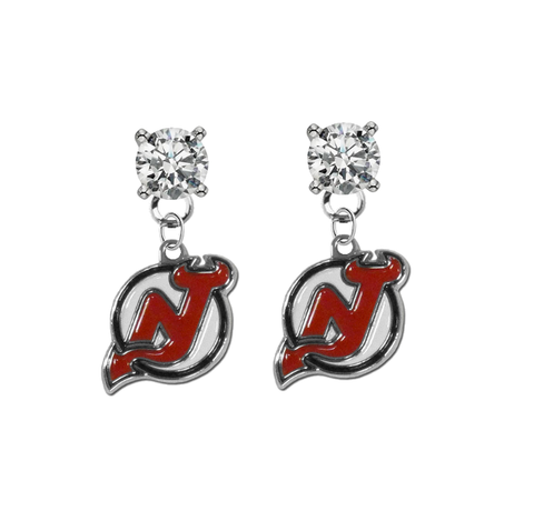 New Jersey Devils CLEAR Swarovski Crystal Stud Rhinestone Earrings