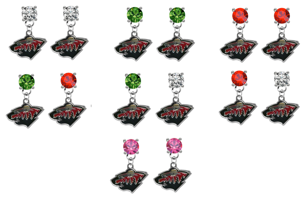 Minnesota Wild NHL Swarovski Crystal Stud Rhinestone Earrings