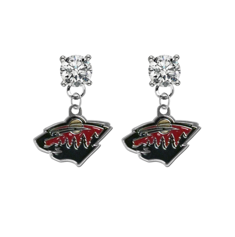 Minnesota Wild CLEAR Swarovski Crystal Stud Rhinestone Earrings