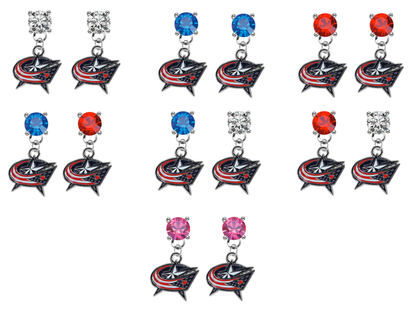 Columbus Blue Jackets NHL Swarovski Crystal Stud Rhinestone Earrings