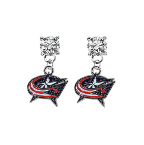 Columbus Blue Jackets CLEAR Swarovski Crystal Stud Rhinestone Earrings