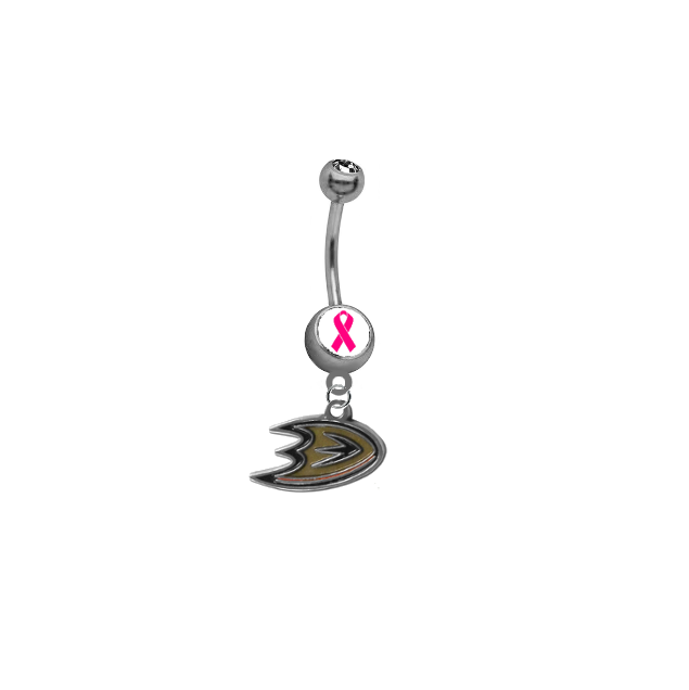 Anaheim Ducks Breast Cancer Awareness NHL Hockey Belly Button Navel Ring
