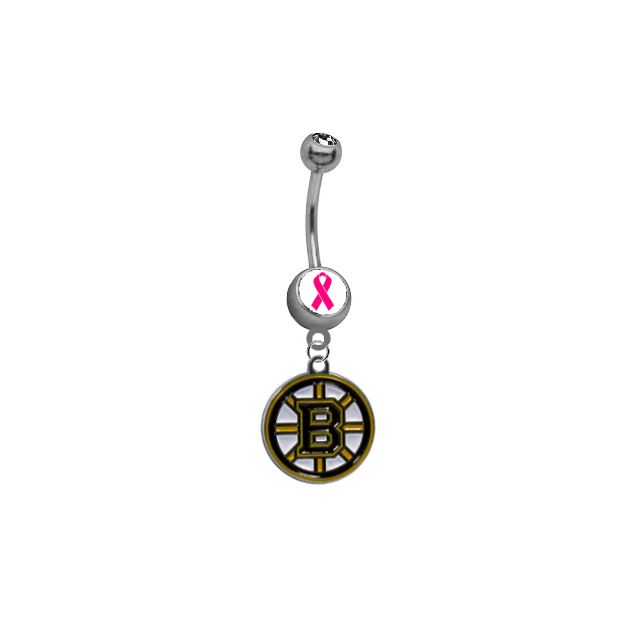 Boston Bruins Breast Cancer Awareness NHL Hockey Belly Button Navel Ring