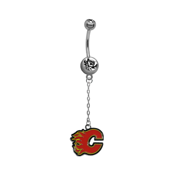 Calgary Flames Chain NHL Hockey Belly Button Navel Ring