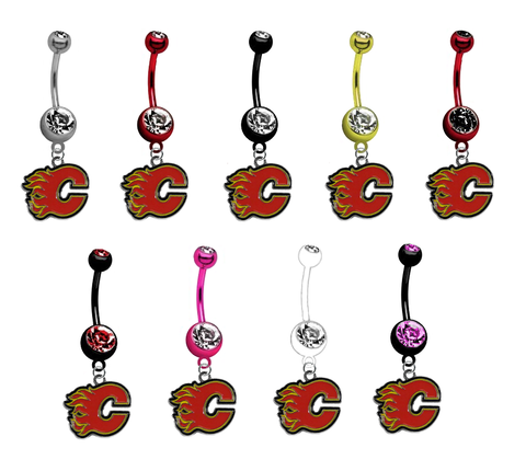 Calgary Flames NHL Hockey Belly Button Navel Ring - Pick Your Color
